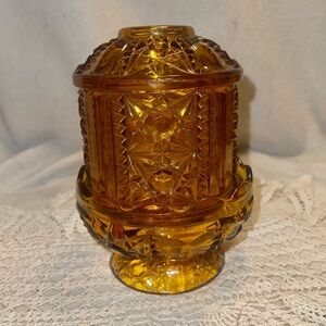Vtg Amber Fairy lamp light  from Indiana glass co. No chips or breaks.